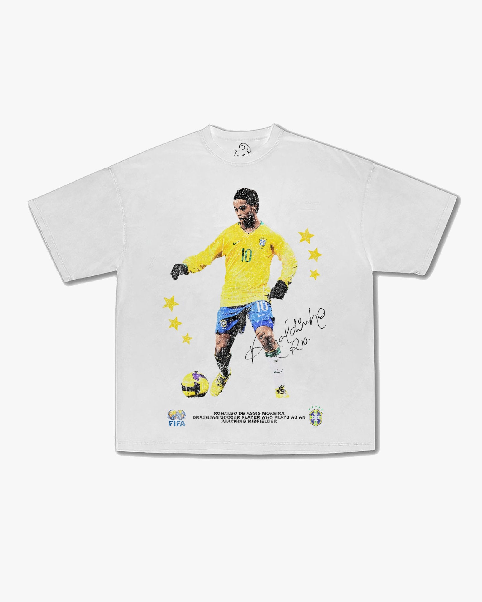 RONALDINHO TEE WHITE - FOOT GOATS LLC